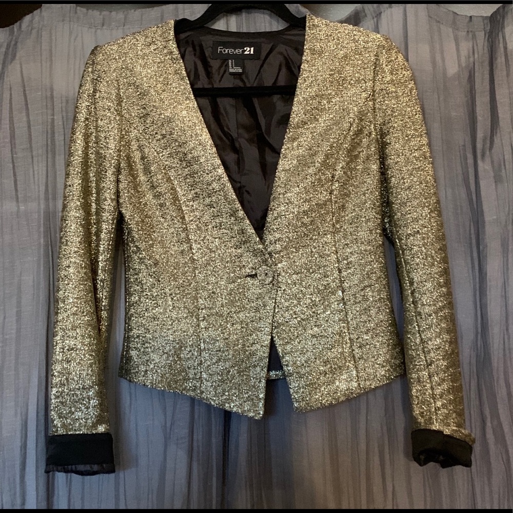 Forever21 gold polyester blazer